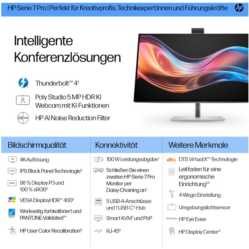 HP Series 7 Pro 727pm 4K Conferencing Monitor – Bild 7