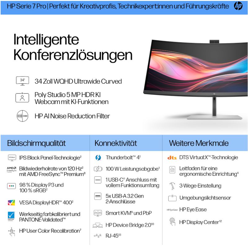 HP Series 7 Pro 734pm WQHD Conferencing Monitor – Bild 7